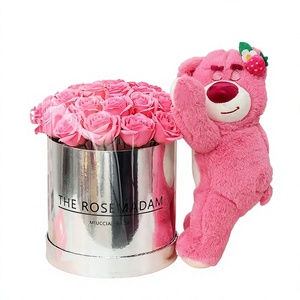 Bouquet de fleurs de savon rose original, ours en peluche, cadeau pour la Saint-Valentin, boîte florale artificielle - Product Image 3