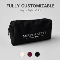 Sac de rangement en toile simple personnalisé avec fermeture éclair, sac de voyage en coton pour bloc-notes et accessoires Bluetooth, trousse de toilette
