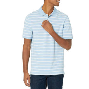Polo de Manga Corta a Rayas Azul Claro para Hombre, Corte Regular, Estilo Casual, Tejido de Punto - Product Image 4