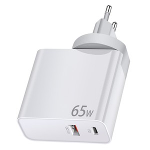 GaN Tech 65Wデュアルポート高速充電器 (1USB-A + 1 PD) 高速壁充電器PD & QC3.0携帯電話ラップトップタブレット用 - Product Image 2