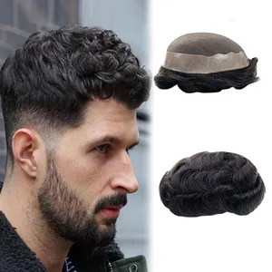 Hot Selling Supplier Wholesale Handmade 100% Toupee for Men Hair Replacement Systems Fine Duro Mono NPU Black All Color custom