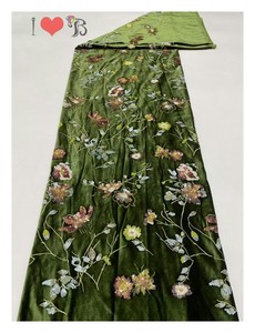 ブリングレース5ヤード/ピース新作コットンレースアフリカンレース生地刺繍入りデンテルフランネルデザインウェディングパーティードレス - Product Image 3