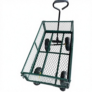 Chariot utilitaire robuste en métal à mailles fines avec poignée de traction, mobilier d'extérieur durable, chariot de jardin pour le camping, la plage, la cour - Product Image 3