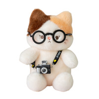 Boneka Kucing Tiga Warna Super Lembut Isi Kapas PP Ukuran Dapat Disesuaikan 11-30cm Teman Anak untuk Menghilangkan Stres Penggunaan di Meja