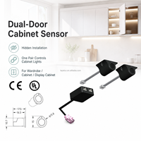 Système d'éclairage LED centralisé filaire 12V/24V avec interrupteur à capteur double porte pour meubles et armoires FREE-09C-24