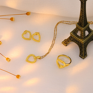 أساور كاحل مزدوجة الطبقة للنساء، سلسلة كوبية من الفولاذ المقاوم للصدأ مطلية بالذهب عيار 18 قيراط، طقم قلادة وسوار بلون فضي - Product Image 4