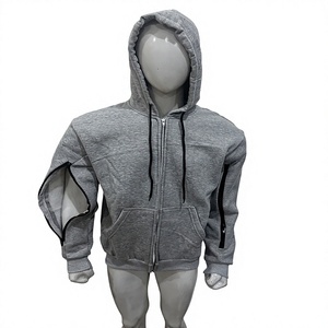 Sweat-shirt à capuche pour dialyse avec fermeture éclair aux bras, veste adaptative en coton chaud pour l'hiver, idéal pour les traitements d'hémodialyse, d'infusion et de chimiothérapie - Product Image 1