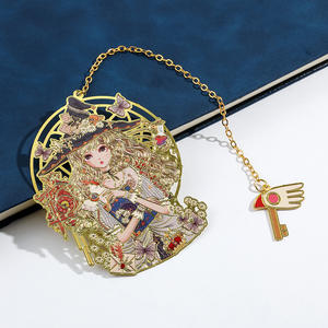 Cute Girl Heart Little Fresh Student Gift Venta al por mayor Girl <span class=keywords><strong>Manga</strong></span> Bookmark Metal Brass Hollow Pendant Bookmark - Product Image 4
