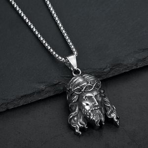 Yunnique – collier avec pendentif tête de Jésus en acier inoxydable, ton or et argent, bijoux Hip Hop unisexes, chaîne de 18mm, design de visage - Product Image 2