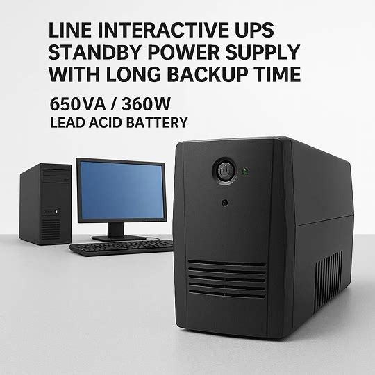 Office PC Line Interactive Single Phase UPS Standby Long Backup Time 650VA 360W Lead Acid Battery Desktop Computer