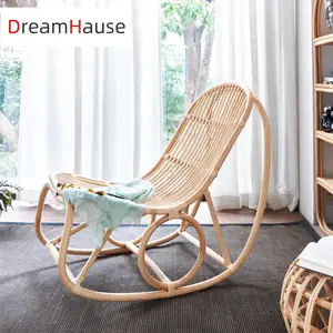 Dreamhause เก้าอี้โยกหวายธรรมชาติ,เก้าอี้โยกสไตล์ฝรั่งเศสโมเดิร์นห้องนั่งเล่นเรียบง่ายเก้าอี้โซฟาเดี่ยว