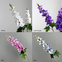 Fleur de Delphinium en latex à toucher réel, branche longue, sensation 3D réaliste, ruban en polyester doux, pour la maison, les mariages, les événements, la Saint-Valentin