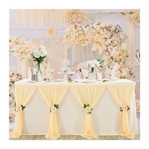 Venta al por mayor spandex poliéster gasa plisada boda tul rodapié de mesa para fiesta de cumpleaños - Product Image 1
