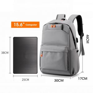 Factory Customized Logo Unisex Waterproof Anti-Theft Nylon Laptop <b>Backpack</b> Zipper Arcuate Shoulder <b>Strap</b> USB Charging Port - Product Image 2