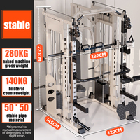 Máquina Smith Multifuncional con Sistema de Poleas Dobles, Rack de Sentadillas Smith, Entrenador Todo en Uno