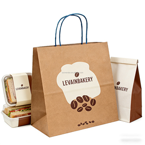 Sac en papier kraft écologique pour emporter le café à emporter, poignée plate brune, emballage pour la restauration rapide, sac à emporter pour restaurant - Product Image 6