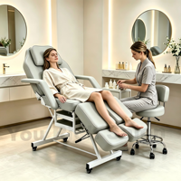 Table de massage esthétique ergonomique en gros avec logo personnalisé, ensemble de tabourets roulants hydrauliques confortables pour soins du visage et spa