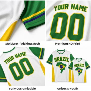 Custom Brazil <b>Soccer</b> Jersey Personalized With Name Number Unisex Adult Sports Shirt Heat Transfer Printing Crew Neck - Product Image 6