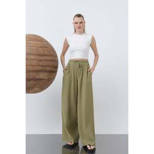 Pantalones de Cintura Elástica Color Oliva para Mujer, Corte Cómodo para Uso Diario Informal, Estilo Versátil, Tallas S-XL - Product Image 1