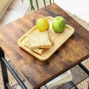 <span class=keywords><strong>Tavolino</strong></span> Industriale a 3 Ripiani con Piano in Legno Rustico e Mensole in Rete per Soggiorno e Camera da Letto - Product Image 4