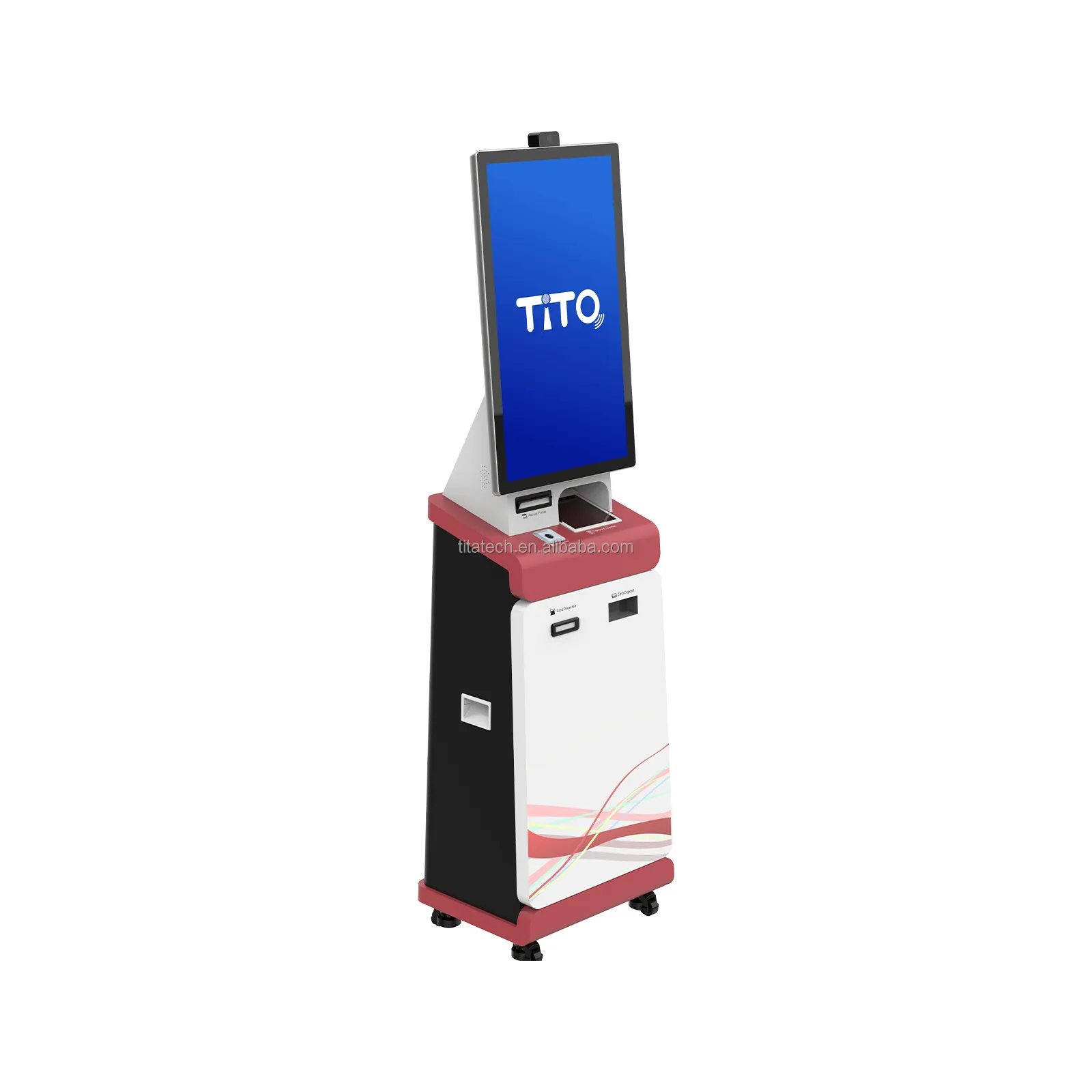 Tiền mặt và tiền xu thanh toán máy tự phục vụ Android thông minh kiosk khách sạn kiểm tra trong hóa đơn thanh toán kiosk với máy in