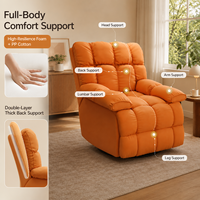 Fauteuil inclinable extra large, réglable de 110 à 160 degrés, en velours côtelé, avec repose-pieds