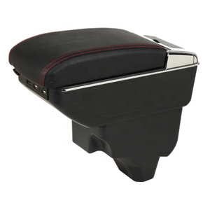 L'UE France Voiture Double couches Glisser USB design Noir pu en <span class=keywords><strong>cuir</strong></span> de voiture accoudoir console boîte pour <span class=keywords><strong>Peugeot</strong></span> 208/<span class=keywords><strong>2008</strong></span> 2019-2023 - Product Image 2