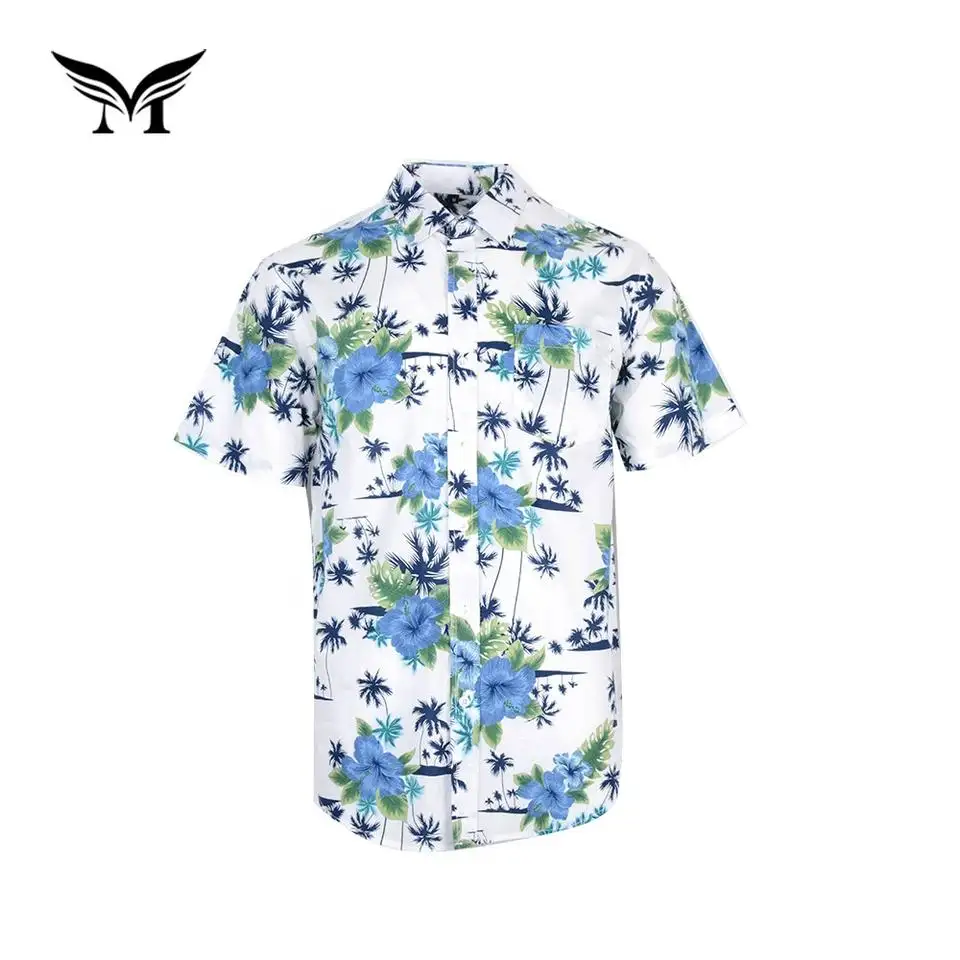 Good Sale Oem Colorful Short Sleeve 100% Cotton Flower Man Hawaii Shirt Printed