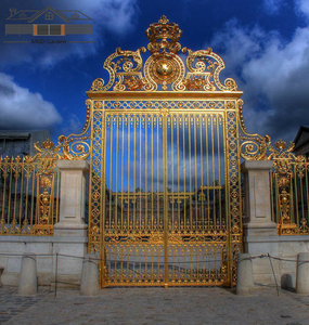 Thiết kế cổng Hoàng Gia Châu Âu cổng lâu đài cổng thông minh lâu đài kim loại vàng - Product Image 3