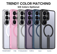 Funda Magnética Antihuellas con Soporte Vertical Oculto, Marco Metálico para Cámara, Resistente a Impactos para Samsung Galaxy S26 Ultra