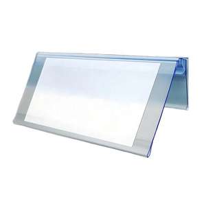 Porta Tarjetas de Visita y Placas de Identificación de Escritorio, Ecológico, en Forma de V, de PVC y Acrílico, con Soporte para Carteles de Precios - Product Image 1