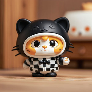 Navy <b>Cat</b> <b>Plush</b> Toy With Striped Jacket Kids Room Decor Birthday Gift For Children Modern Animal Design - Product Image 2