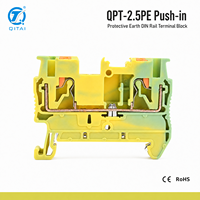 Bloc de bornes de terre QPT-2.5PE 2,5 mm² pour rail DIN, protection vert-jaune, à enfoncement, 800 V 24 A TH35 pour câblage PE