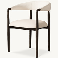 Fauteuil de salle à manger Rhoohill personnalisé, style moderne américain, en bois massif, chêne blanc avec tissu en lin, chaises de restaurant