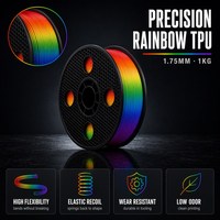 Filament TPU 95A 1,75 mm 1 kg pour imprimante 3D, flexible, résistant à l'abrasion, 210°C, pour impression 3D FDM
