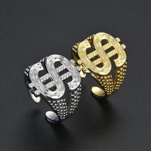 Ajustável Open Punk <span class=keywords><strong>Ring</strong></span> Trendy Hip-Hop Dollar Sign Statement Jóias para Homens e Mulheres Estilo Clássico - Product Image 1