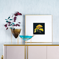 SANLOREN gros fait à la main 49.5*49.5cm bois alliage émail carré décoratif mur fleur feuille peinture Pintura murale decorativa