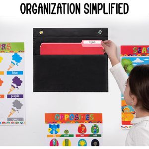 1 Pocket <b>File</b> Pocket Chart Black Durable Wall Hanging <b>Organizer</b> for Classroom Office Home - Product Image 4