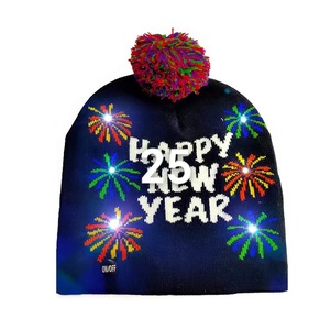 Chapeau <span class=keywords><strong>de</strong></span> Noël LED pour fête du Nouvel An, taille personnalisable, <span class=keywords><strong>bonnet</strong></span> en tricot <span class=keywords><strong>de</strong></span> Père Noël, 100% acrylique, luxe, écologique, décoration <span class=keywords><strong>de</strong></span> fête - Product Image 1