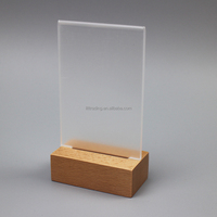Support de signalisation pour restaurant, cadre en bois, base transparente, support de signalisation en acrylique double face, menu de table, support de signalisation personnalisé, support de signalisation d'avertissement