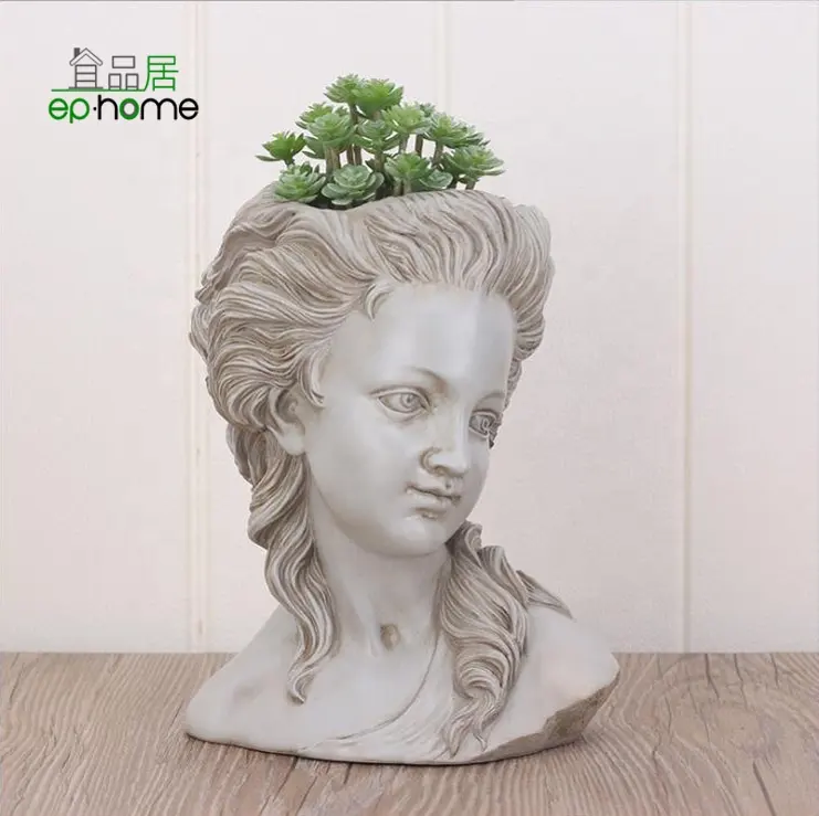 Panela de resina para bonsai, escultura de conto de fadas da grécia, retrô, vintage, diy, cor cinza, vaso de flores para plantas suculentas, plantador de bonsai, decoração de casa