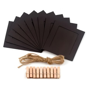 Guirlande de 56 pouces avec pinces en corde de jute faites à la main pour photos murales, en papier kraft naturel noir et blanc, pour cadres photo suspendus créatifs et drapeaux décoratifs - Product Image 5
