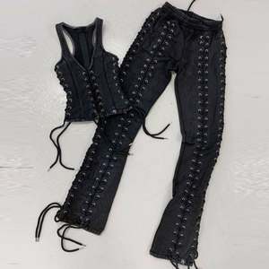 Conjunto de chándal con logotipo bordado personalizado, ajustado con cordón, rosa, conjunto de 2 piezas, conjunto de dos piezas sexy, ropa de mujer - Product Image 6