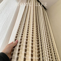 Cortinas Modernas de Lujo con Rayas Marrones para Ventanas de Techo, Cortinas Opacas de Poliéster Grueso de Alta Gama para Sala de Estar