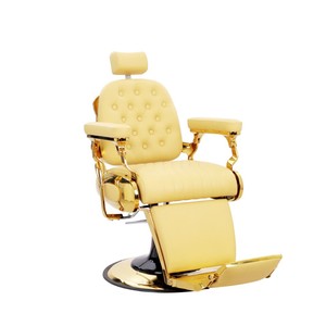 Fauteuil de barbier jaune HONGZI HZ8796C, hydraulique, inclinable, repose-pieds réglable, usage commercial - Product Image 2
