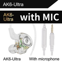 Écouteurs intra-auriculaires dynamiques QKZ AK6 Ultra avec port 3,5 mm, contrôle filaire et microphone, pour le sport, le gaming et la vidéo