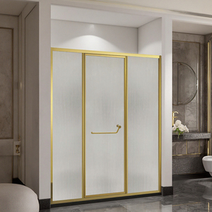 Mampara de <span class=keywords><strong>Ducha</strong></span> Moderna con Puerta de Vidrio Templado Transparente, Marco de Acero Inoxidable Pulido y Latón, Diseño Push-Pull <span class=keywords><strong>para</strong></span> Apartamento - Product Image 2