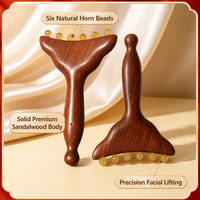 Peigne de massage en bois de santal doré naturel et corne de mouton, outil de Gua Sha pour le visage et le corps, pour la relaxation des tendons, vente en gros d'usine, OEM