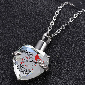 Joyería de cremación para cenizas, <span class=keywords><strong>siempre</strong></span> <span class=keywords><strong>en</strong></span> <span class=keywords><strong>mi</strong></span> mente Collar de urna conmemorativa con forma de corazón de pájaro pequeño Colgante de cristal Ceniza - Product Image 6