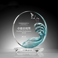 Nuevo Trofeo Ecológico Minimalista con Grabado 3D en Cristal, Impresión UV, Personalizable, Recuerdo de Honor para Empleados